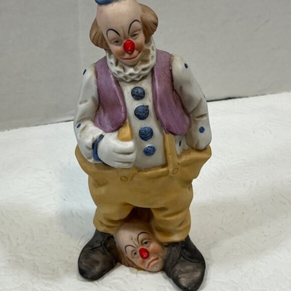 VTG Ceramic Circus Clown w/2 Heads/Masks at Shoes Figurine Decor 7.5" Tall - Picture 7 of 15